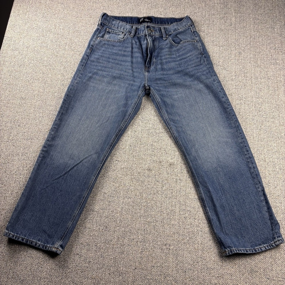 Gap Mid Rise Relaxed Straight Crop Jeans Women Size 6 / 28R Blue Medium Wash